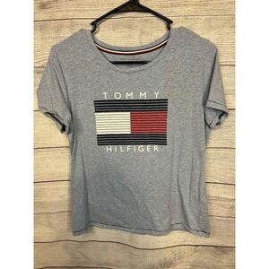 Tommy Hilfiger Women's Size M Blue Short Sleeve Logo Graphic T-Shirt